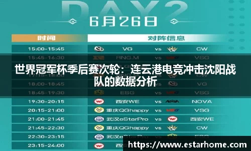世界冠军杯季后赛次轮：连云港电竞冲击沈阳战队的数据分析